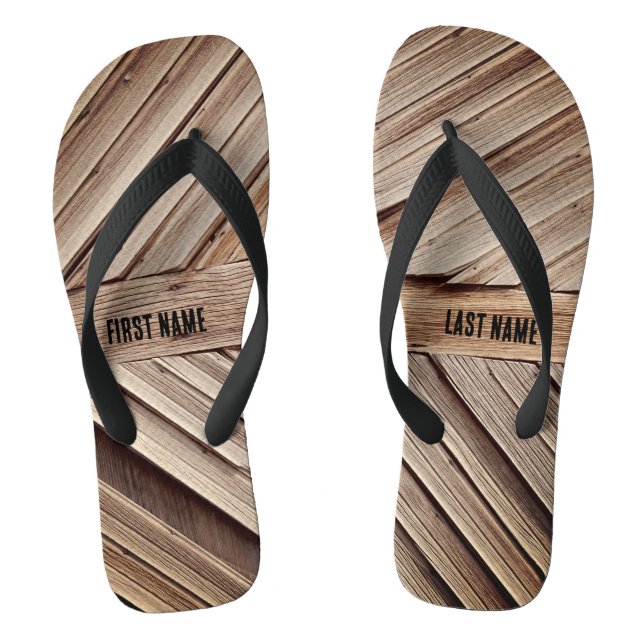 Personalised Wooden Panels Flip Flops (Footbed)