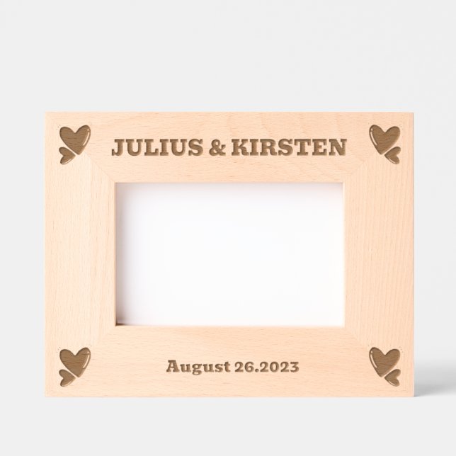 Personalised Wooden photo frame with names (Front)