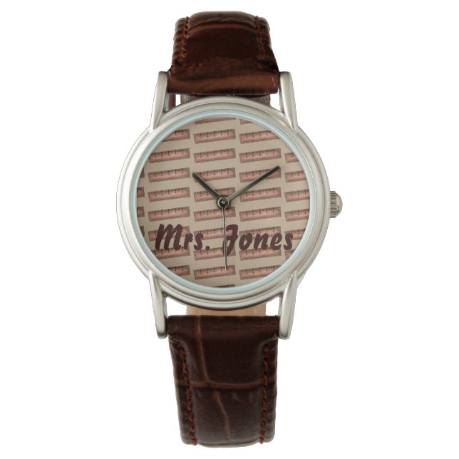 Personalised Wooden Ruler Math Teacher Watch (Front)