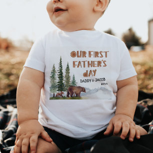 Personalised Woodland 1st Father's Day Baby T-Shirt