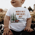 Personalised Woodland 1st Mother's Day Baby T-Shirt<br><div class="desc">Unique woodland mama bear and her cub 1st mother's day baby t-shirt. Customisable!</div>