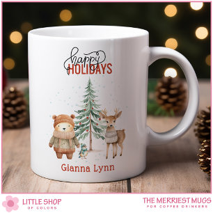 Personalised Woodland Animals Christmas Coffee Mug