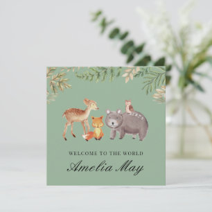 Personalised Woodland Animals New Baby Card