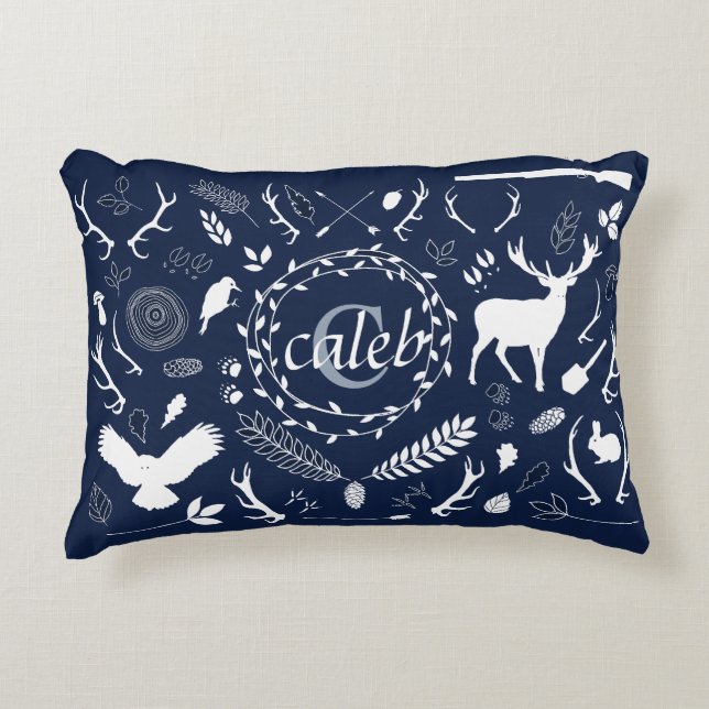 Personalised Woodland Baby Boy Nursery Decor Decorative Cushion (Front)