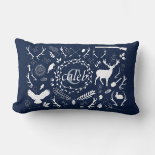 Personalised Woodland Baby Boy Nursery Decor Lumbar Cushion