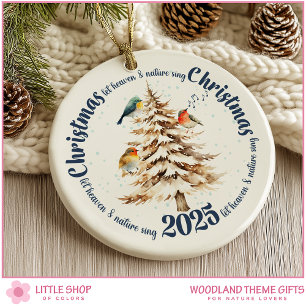 Personalised Woodland Birds Heaven and Nature Sing Ceramic Tree Decoration