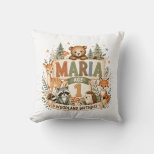 Personalised Woodland Birthday Animals Name and Ag Cushion