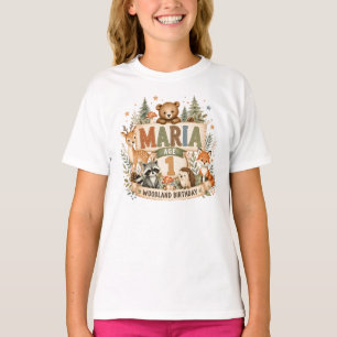 Personalised Woodland Birthday Animals Name and Ag T-Shirt