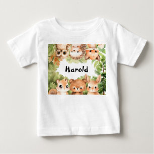 Personalised Woodland Boy Baby T-Shirt