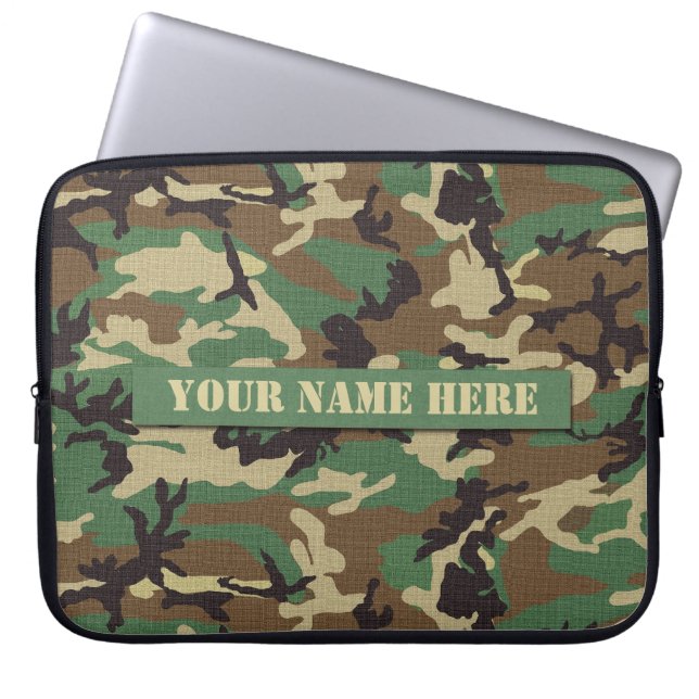 Personalised Woodland Camouflage Laptop Sleeve (Front)