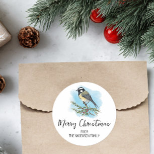 Personalised Woodland Christmas Classic Round Sticker
