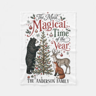 Personalised Woodland Creature Christmas Fleece Blanket