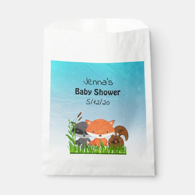 Personalised Woodland Creatures Baby Shower Bag (Front)