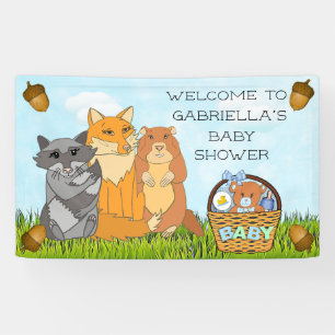 Personalised Woodland Creatures Boy Baby Shower Banner