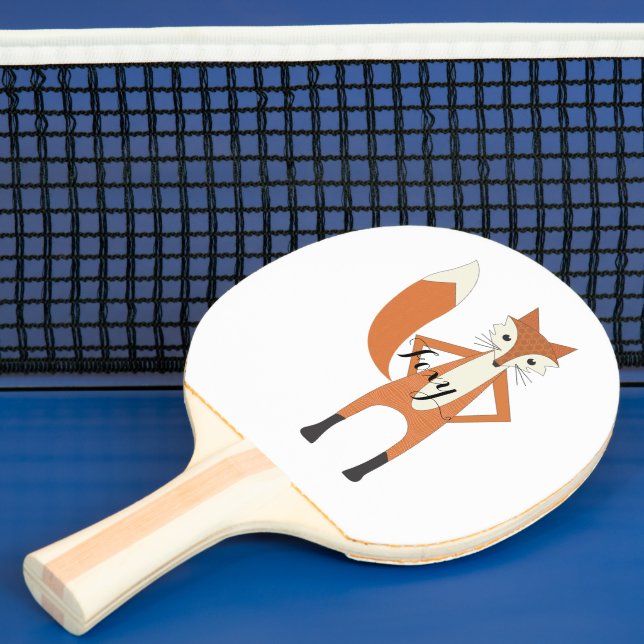 Personalised Woodland Creatures Fox Ping Pong Paddle (Insitu)