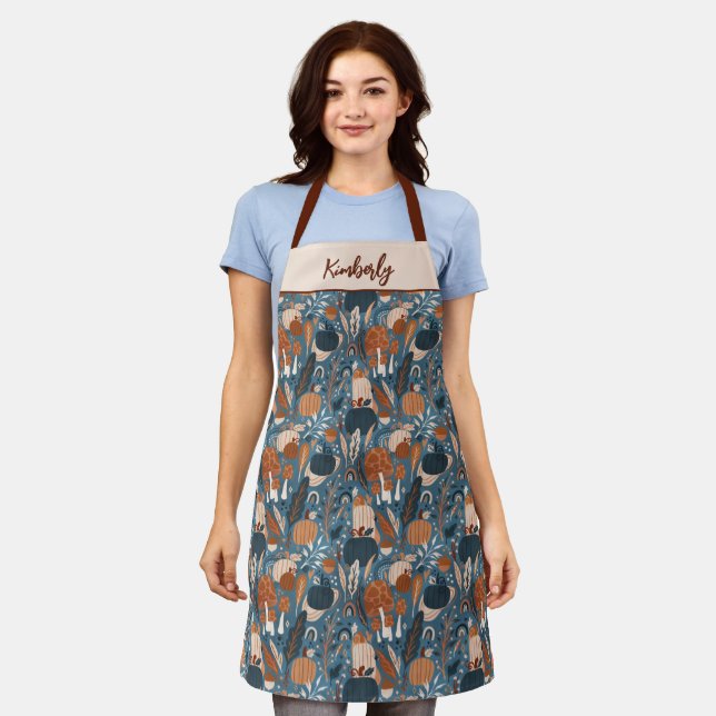 Personalised Woodland Fall Pumpkins Apron (Worn)