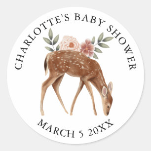 Personalised Woodland Forest Animals Baby Shower Classic Round Sticker