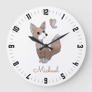 Personalised Woodland Fox And Butterfly Nursery Large Clock