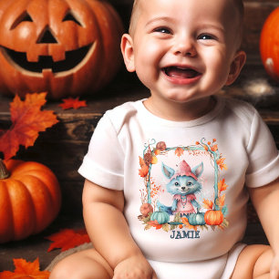 Personalised Woodland Fox Baby Halloween Bodysuit