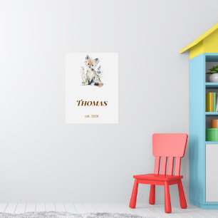 Personalised Woodland Fox Nursery Name Print