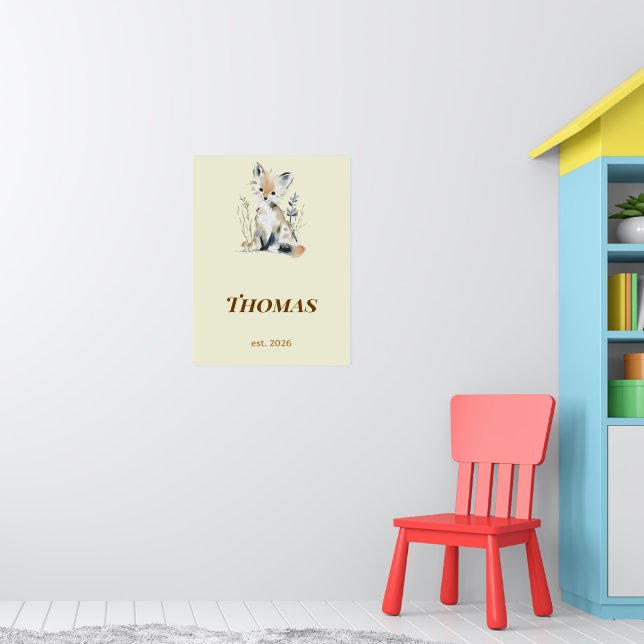 Personalised Woodland Fox Nursery Name Print (Nursery 1)