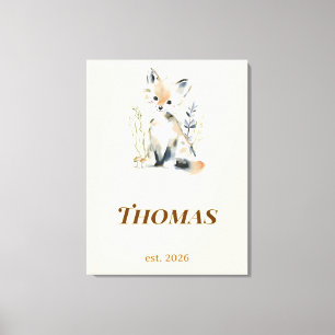 Personalised Woodland Fox Nursery Name Print