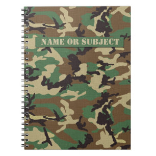 Personalised Woodland Military Camouflage Notebook