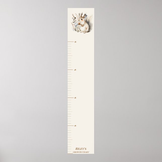 Personalised Woodland Squirrel Growth Chart (Front)