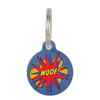 Personalised Woof Comic Burst Dog Tag