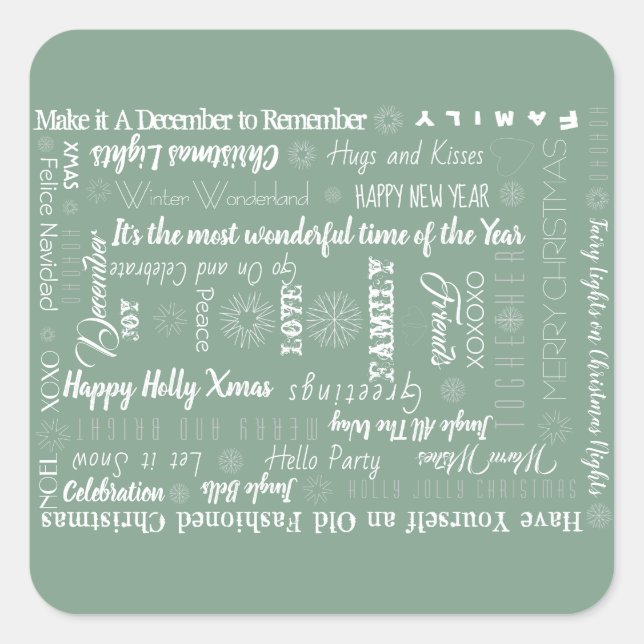  Personalised Words Best Wishes Square Sticker (Front)