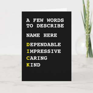 Personalised Words to Describe  Card