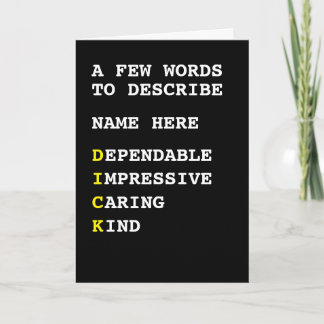 Personalised Words to Describe  Card