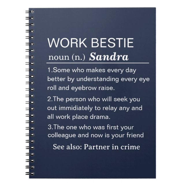 Personalised Work Bestie Definition Notebook (Front)
