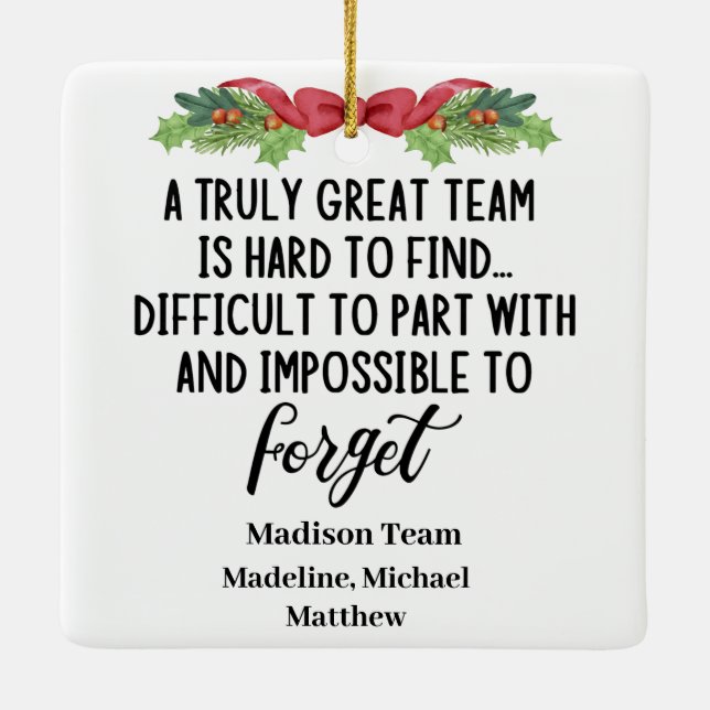 Personalised Work Colleague Leaving Present Team Ceramic Ornament (Back)