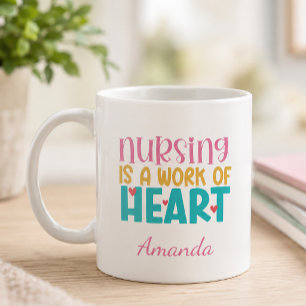 Personalised Work of Heart Nursing Coffee Mug