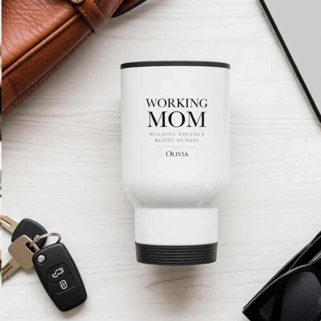 Personalised Working Mum – Custom Boss Mum Gift Travel Mug (Creator Uploaded)