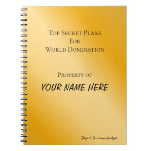 Personalised World Domination Spiral Notebook