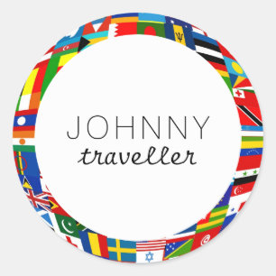 Personalised World Flags Classic Round Sticker