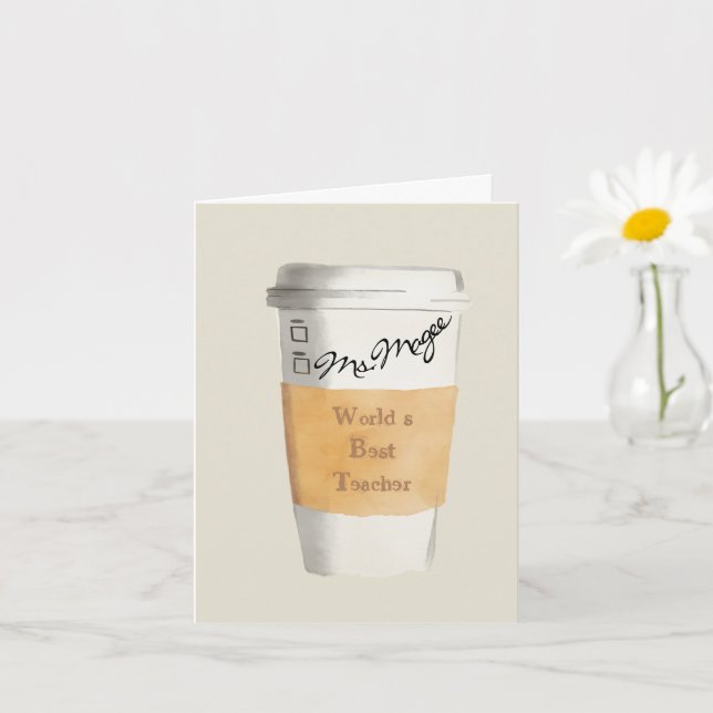 Personalised World’s Best Teacher Gift Coffee Card (Small Plant)