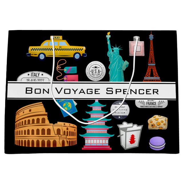 Personalised World Travel Large Gift Bag (Front)