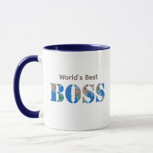 Personalised World's Best Boss, Earth Physical Map Mug
