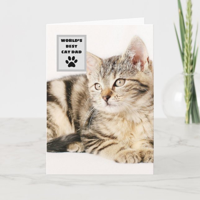 Personalised World's Best Cat Dad Custom Photo Card (Front)