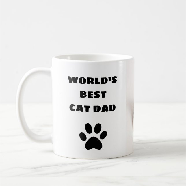 Personalised World's Best Cat Dad Custom Photo Coffee Mug (Left)