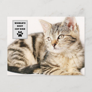 Personalised World's Best Cat Dad Custom Photo Holiday Postcard