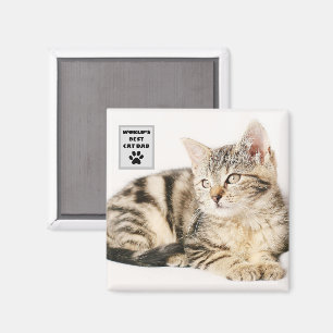 Personalised World's Best Cat Dad Custom Photo Magnet
