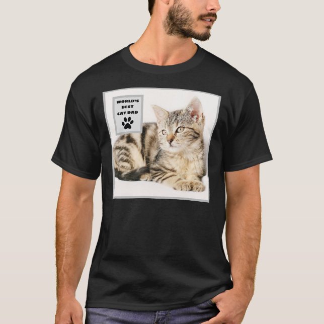 Personalised World's Best Cat Dad Custom Photo T-Shirt (Front)