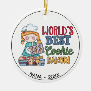 Personalised World's Best Cookie Baker Ceramic Tree Decoration