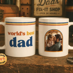 Personalised World's Best Dad Photo Retro Vintage Coffee Mug