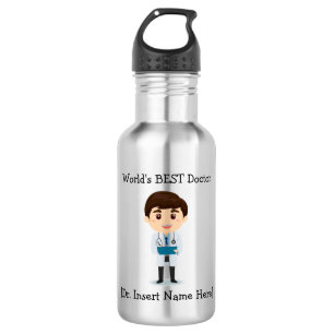 Personalised World's BEST Doctor, Brunette Male 532 Ml Water Bottle