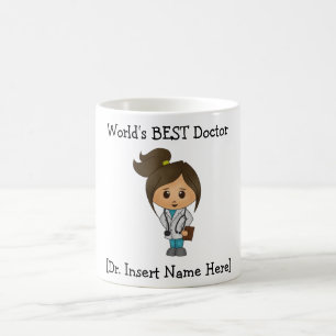 Personalised World's Best DOCTOR, Cute Female Coffee Mug